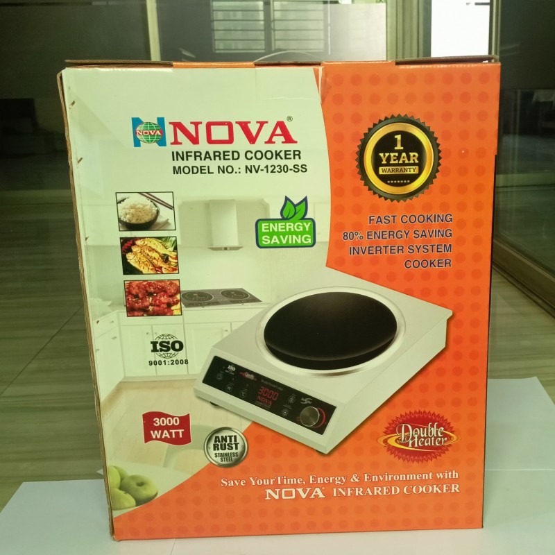NOVA Infrared Cooker | NV-1230-SS | 3000W Double Heater | Inverter Friendly | Touch & Knob Control