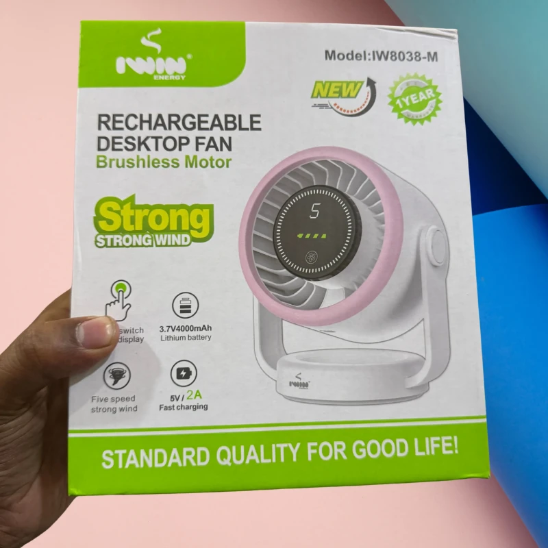 Rechargeable Desktop Fan With Hook Wall Mounted - IW8038-M