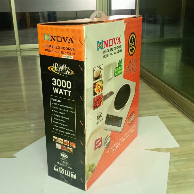 NOVA Infrared Cooker | NV-1230-SS | 3000W Double Heater | Inverter Friendly | Touch & Knob Control