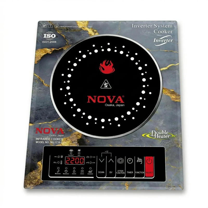 NOVA Infrared Cooker | NV-1238-L | 2200W Double Heater | Inverter Friendly | Touch & Knob Control